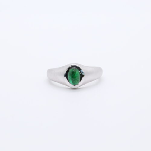 925 Silver Emerald Cabochon Ring