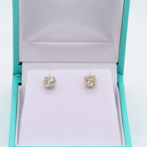 14K Yellow Gold Diamond Earrings